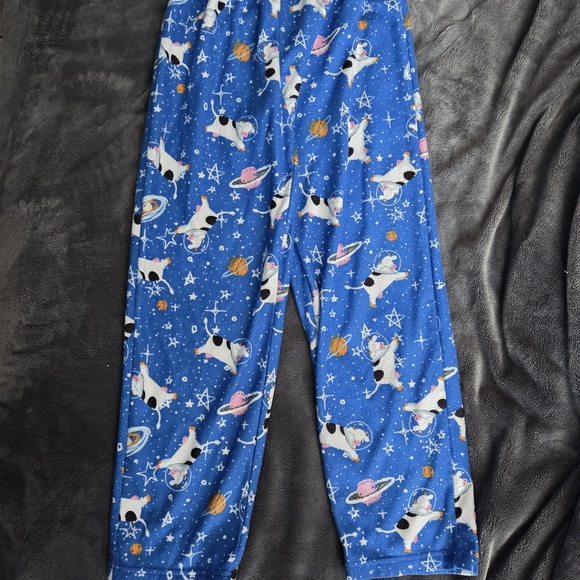 Kids Astronaut Cow Blue Pajama Bottoms - Picture 4 of 6